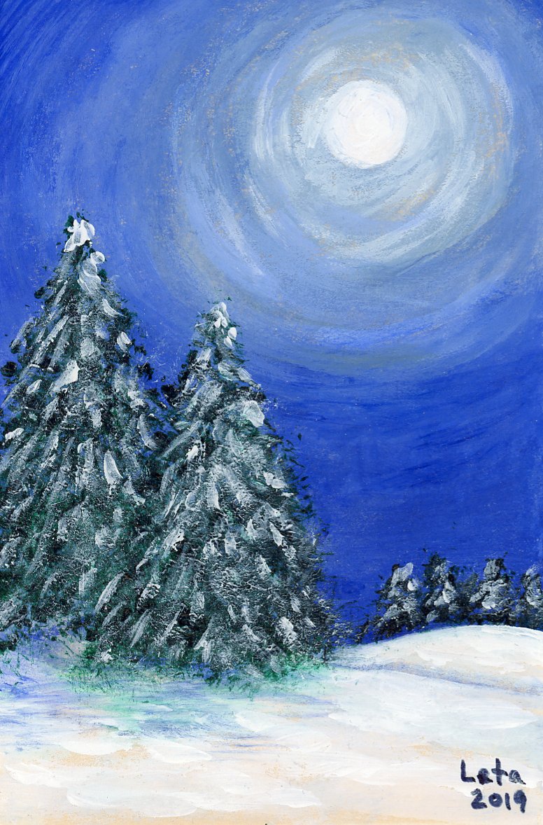 Moonlit Christmas Trees